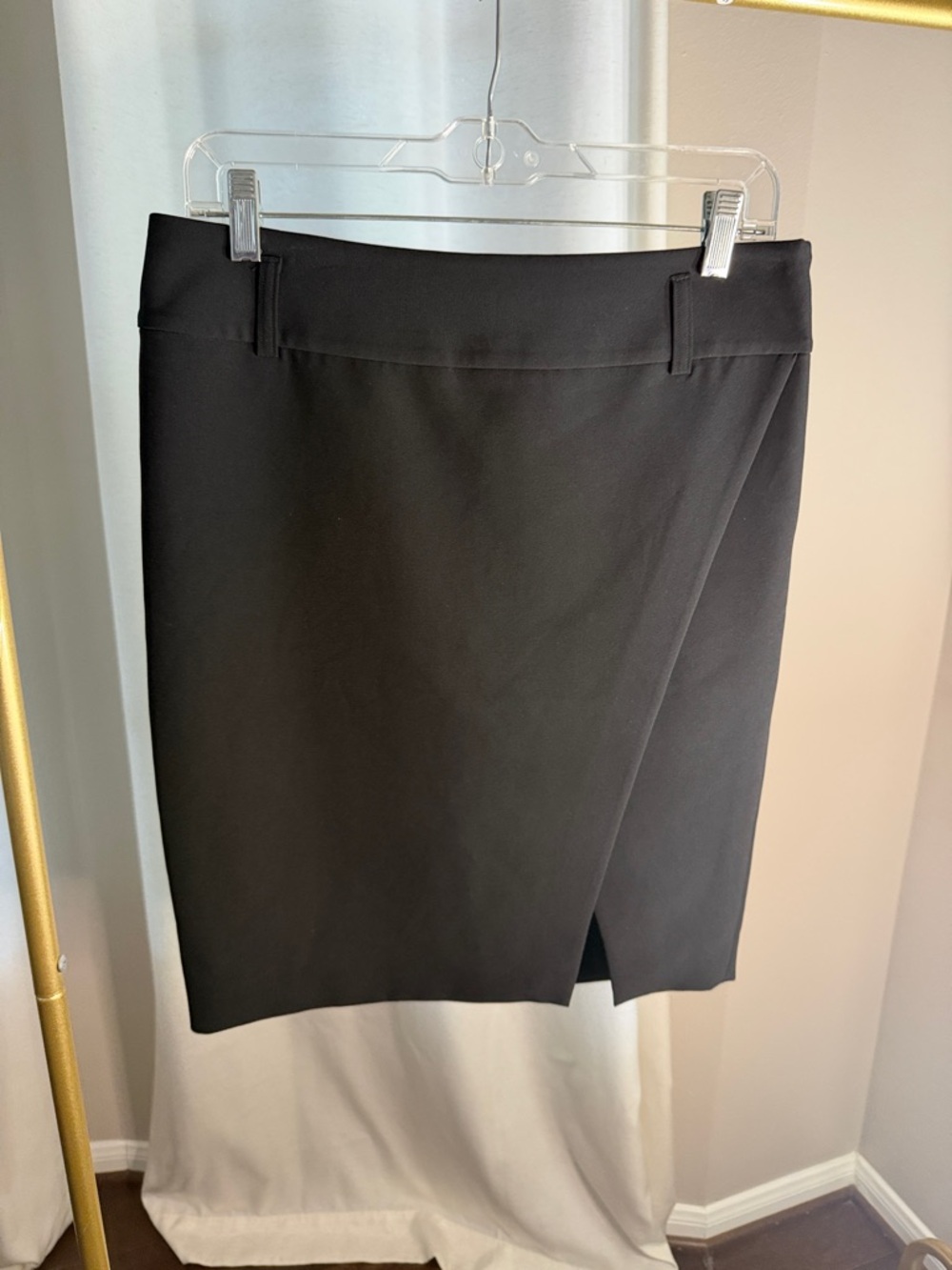 Express Black Wrap-Front Pencil Skirt